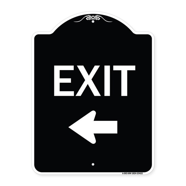 Parking Lot Exit Left Arrow Heavy-Gauge Aluminum Architectural Sign, 18" L, 24" H, BW-1824-23422